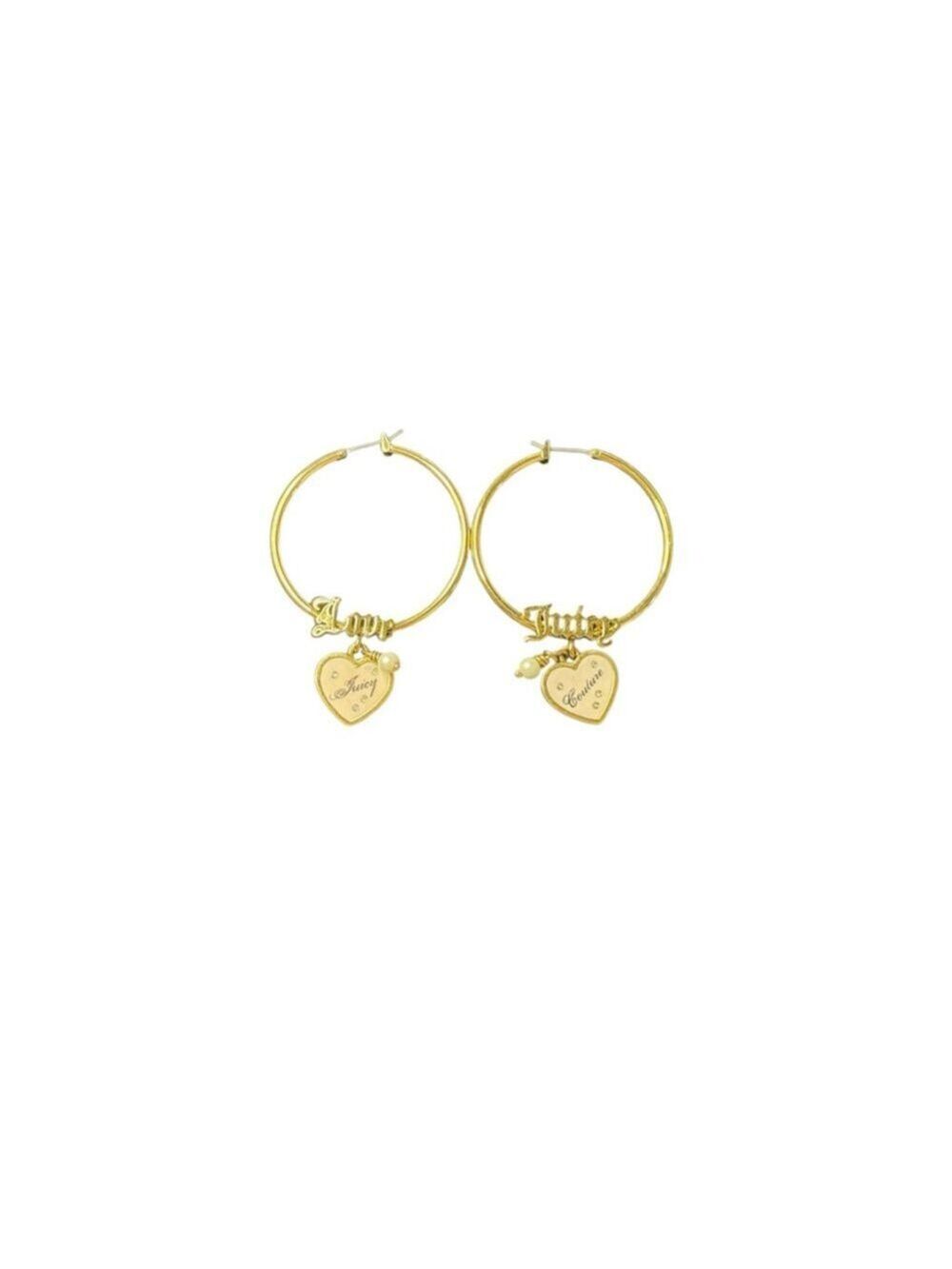 Women's Juicy Couture Gold Tone Love Couture Heart Hoop Earrings One Size